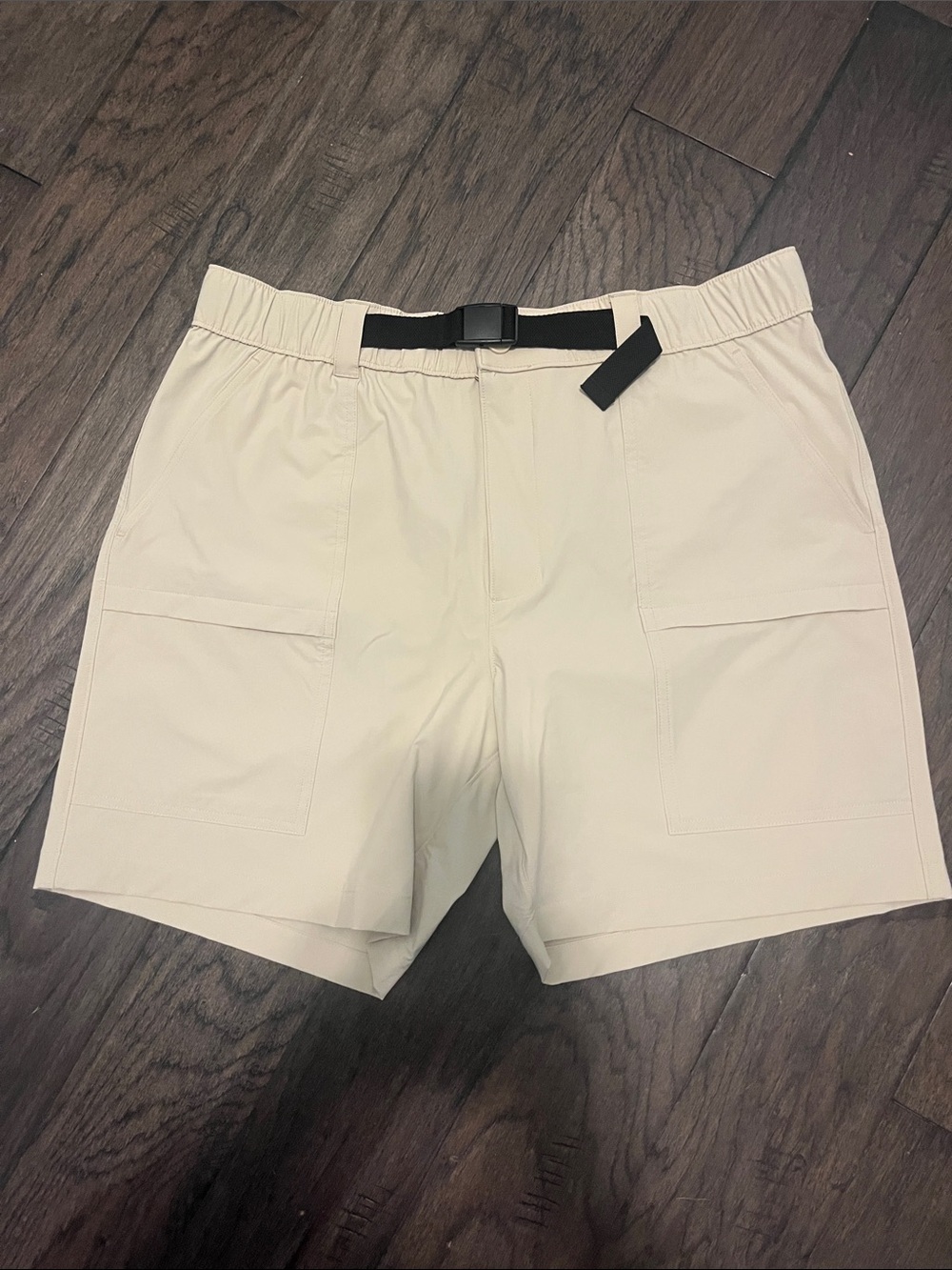 Sonoma Beige Hybrid Utility Shorts with Integrated Belt
